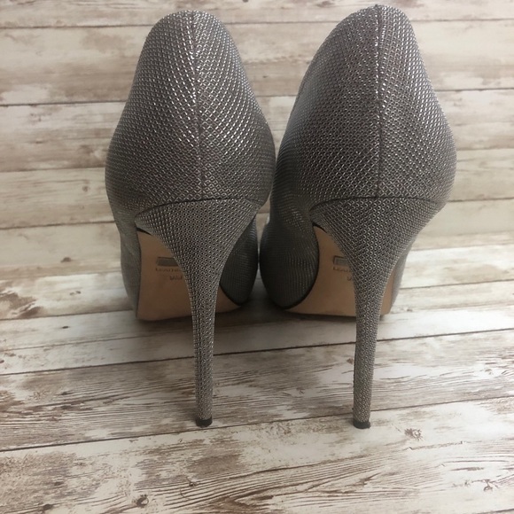 Badgley Mischka Ponderosa Silver Peep Toe Pumps - Picture 4 of 10